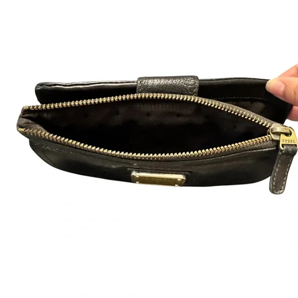 Fossil Wallet Long Live Vintage Black Leather Wallet Clutch - Picture 7 of 11